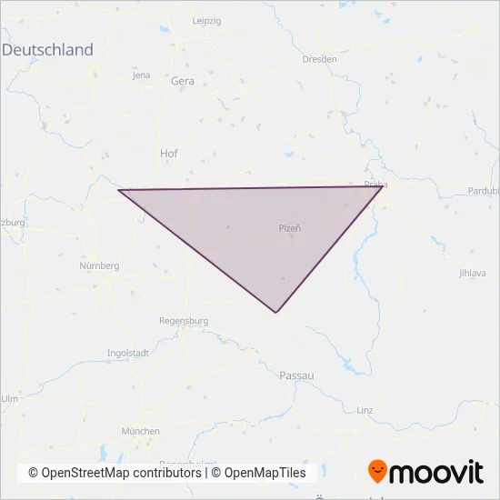 Ceske Drahy (Rail) coverage area map
