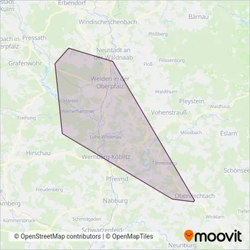 Überlandverkehr coverage area map