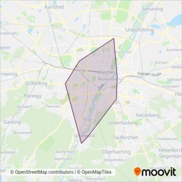 Схема покрытия компании Straßenbahn München (Автобус)