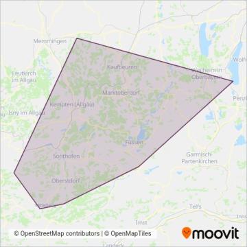 Схема покрытия компании Bus RV Allgäu
