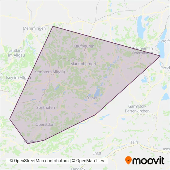 Bus RV Allgäu coverage area map