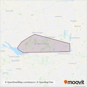 Схема покрытия компании Regionalbus Alb-Bodensee