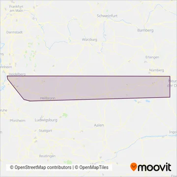 Südwestdeutsche-Verkehrs-AG coverage area map