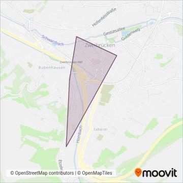 Схема покрытия компании Stadtwerke Zweibrücken (Автобус)