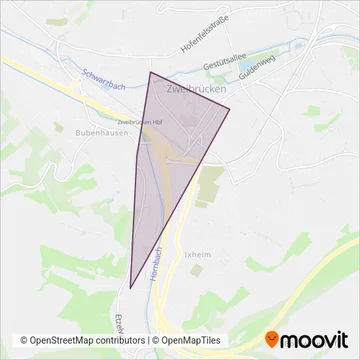 Схема покрытия компании Stadtwerke Zweibrücken (Автобус)