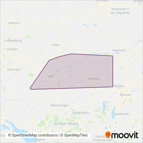 Süddeutsche Verkehrslinien coverage area map