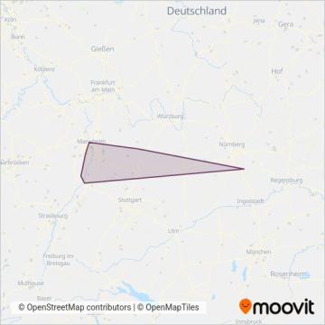 Схема покрытия компании DB Regio AG Mitte Region Südwest
