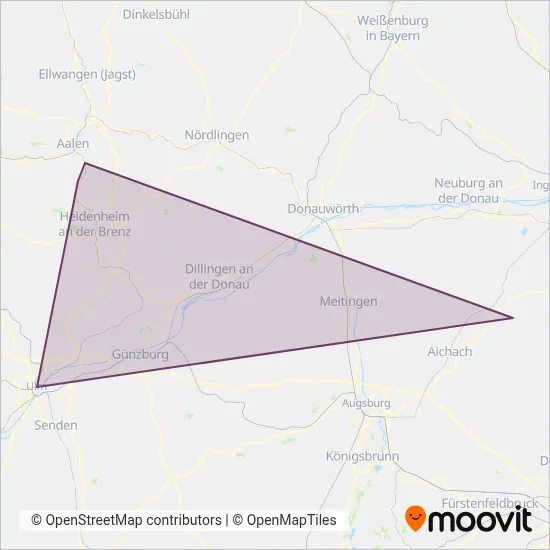 Südwestdeutsche Verkehrs-AG (Rail) coverage area map