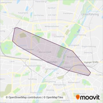 Схема покрытия компании NachtTram München (Трамвай)