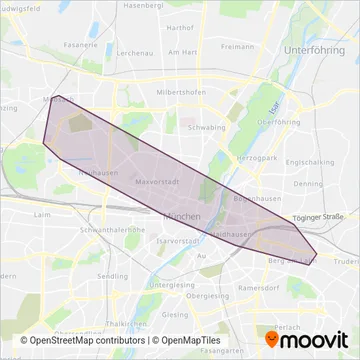 NachtTram München (Tram) coverage area map