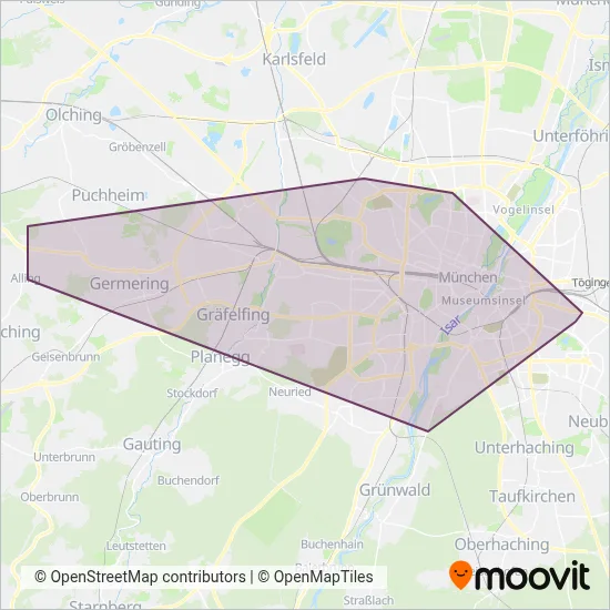 NachtTram München coverage area map