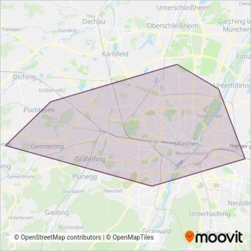 Схема покрытия компании NachtBus München