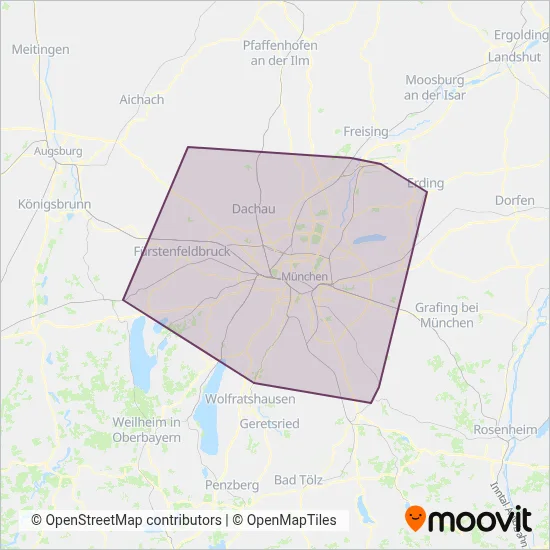 DB Regio AG S-Bahn München (Rail) coverage area map