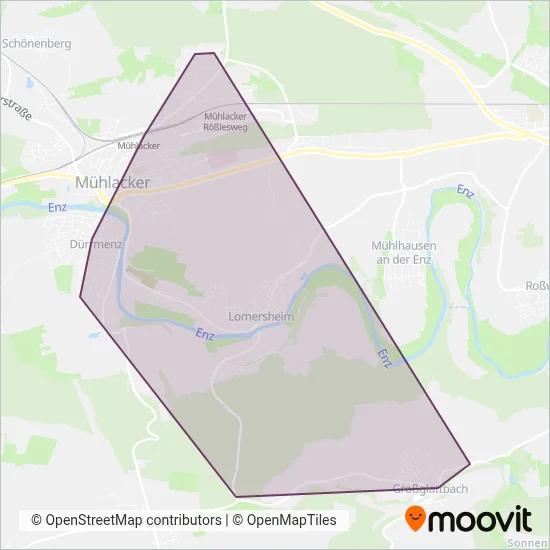 Stadtbus Mühlacker coverage area map