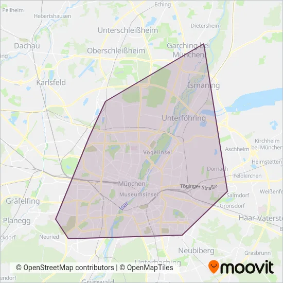 MVG (Subway) coverage area map
