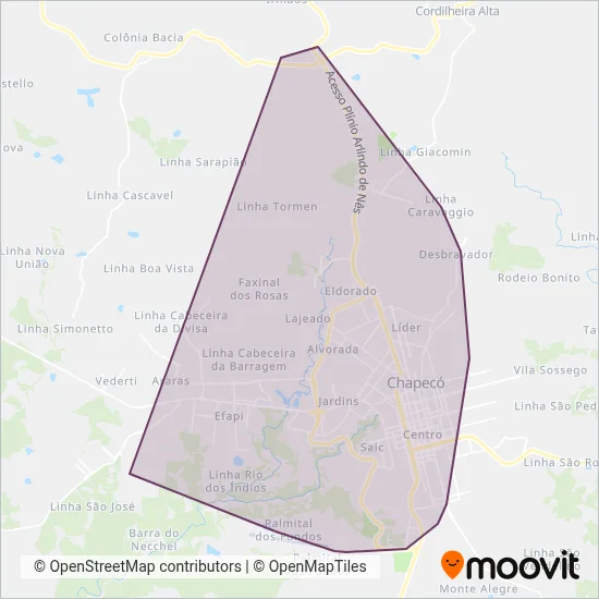 Auto Viação Chapecó coverage area map