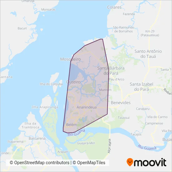 Mapa da área de cobertura da SETRANSBEL