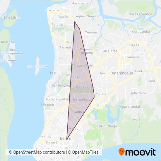 Mapa da área de cobertura da BRT