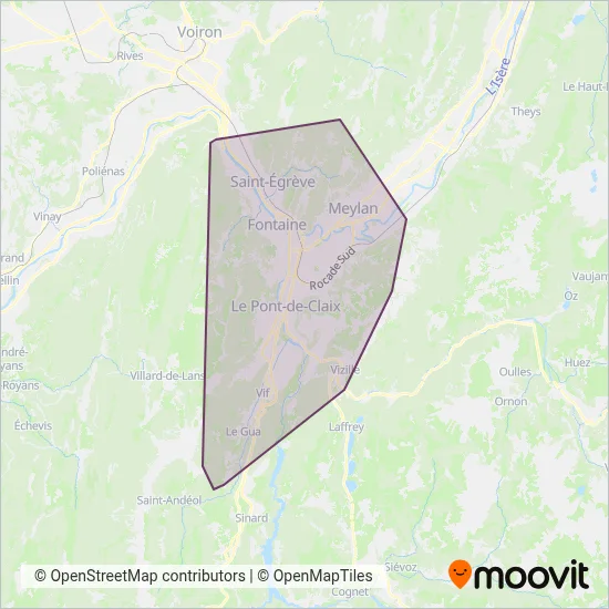 Carte de la zone de couverture de TAG (Bus)