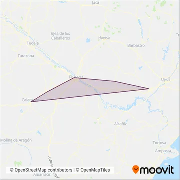 Transporte Público de Aragón coverage area map