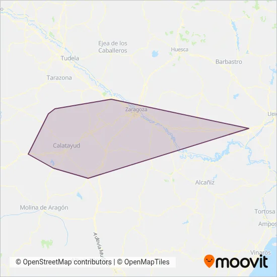 Cobertura del mapa de Transporte Público de Aragón