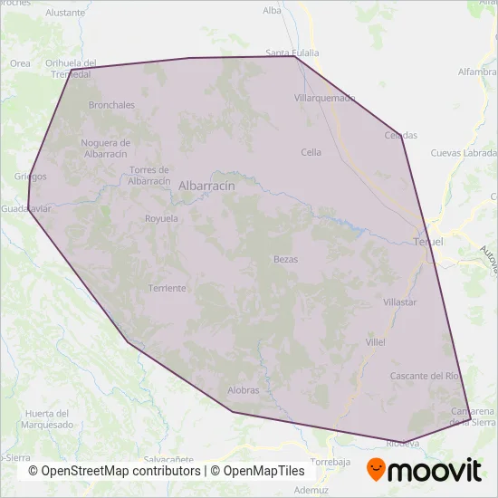 Cobertura del mapa de ALBARRACÍN MOVILIDAD S.L.