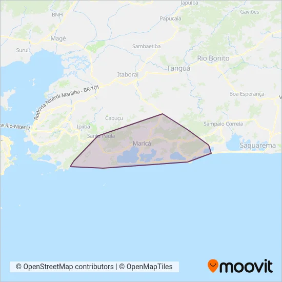 Mapa da área de cobertura da EPT