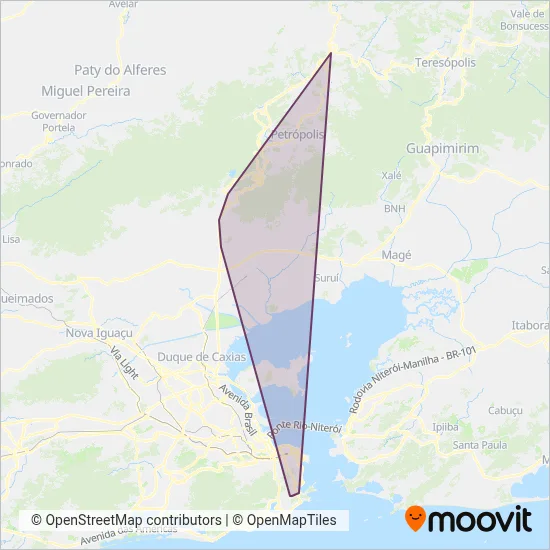 Viação Única Fácil coverage area map
