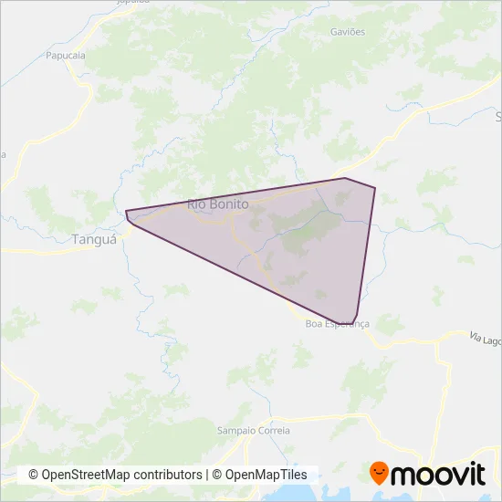 Mapa da área de cobertura da Coletivos São Geraldo
