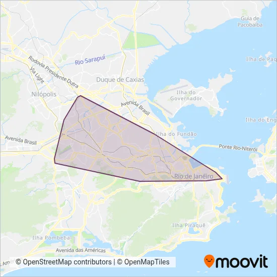 Mapa da área de cobertura da Viação Vila Real