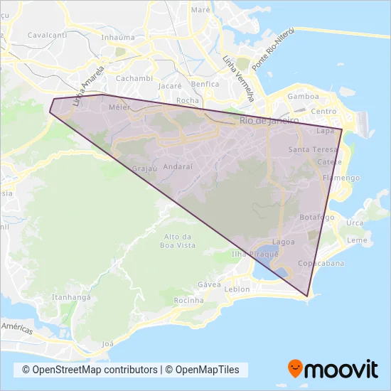 Mapa da área de cobertura da Viação Verdun