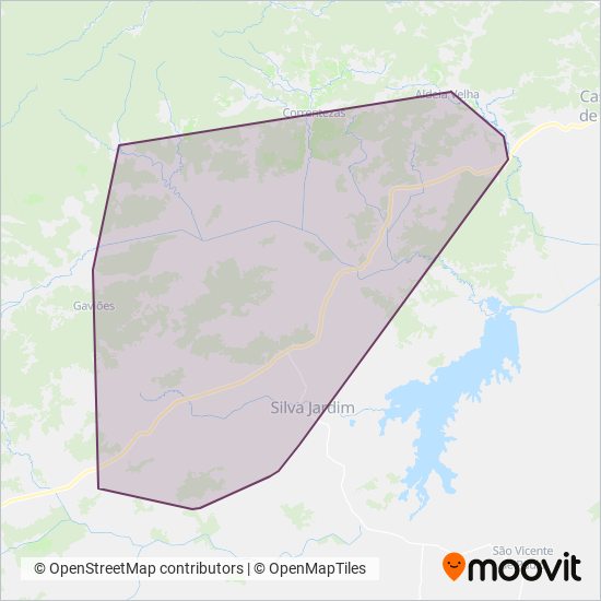 Mapa da área de cobertura da Prefeitura de Silva Jardim