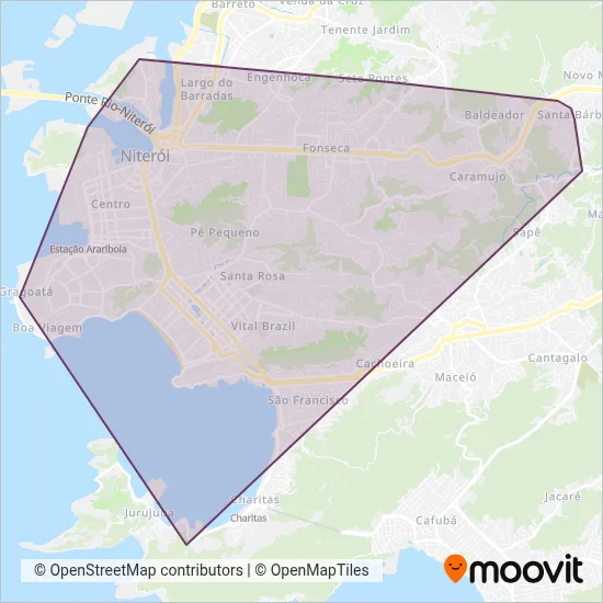 Mapa da área de cobertura da AUTO LOTAÇÃO INGÁ