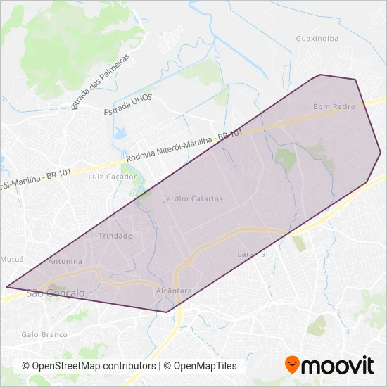 Mapa da área de cobertura da TANGUÁ