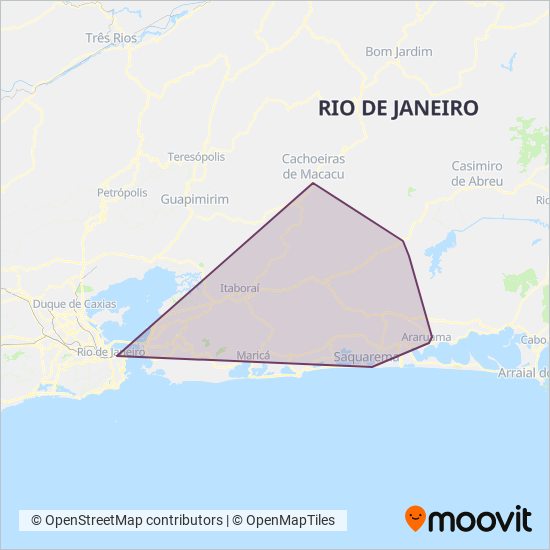 Mapa da área de cobertura da RIO ITA - ITABORAÍ E RIO BONITO