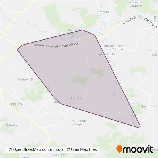 Mapa da área de cobertura da Prefeitura de Tanguá