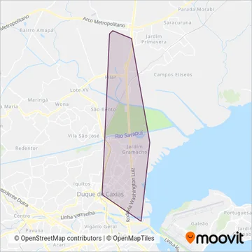Prefeitura de Duque de Caxias (Tarifa Zero) coverage area map