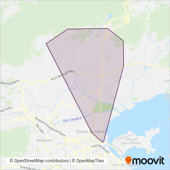 Prefeitura de Duque de Caxias (Tarifa Zero) coverage area map
