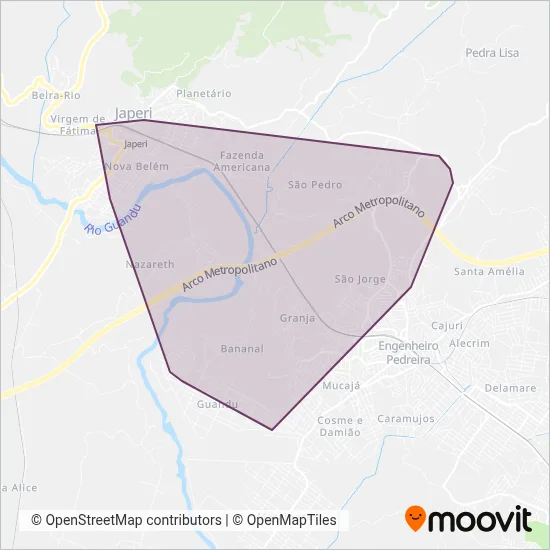 Prefeitura de Japeri (Tarifa Zero) coverage area map