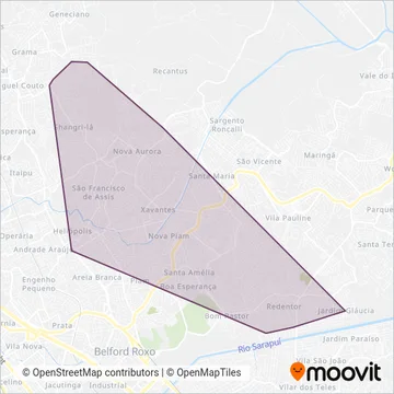 Tarifa Zero - Prefeitura Municipal de Belford Roxo coverage area map