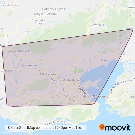 Mapa da área de cobertura da SuperVia