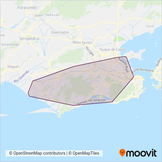 Mapa da área de cobertura da BRT