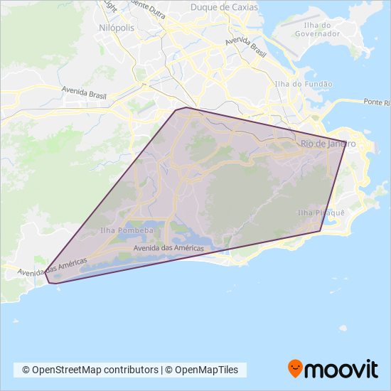 Mapa da área de cobertura da Consórcio TRANSCARIOCA