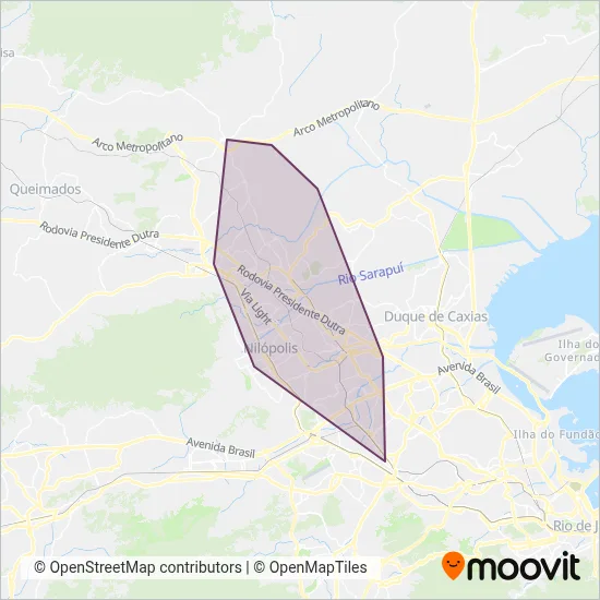 Mapa da área de cobertura da Vera Cruz