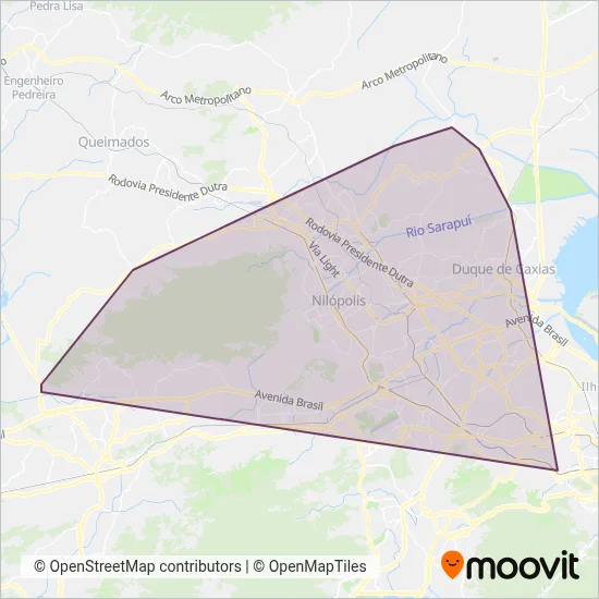 Mapa da área de cobertura da Flores