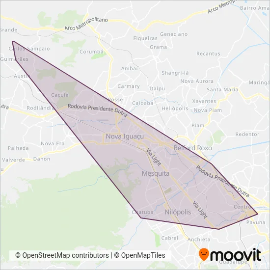 Viação Vila Rica coverage area map