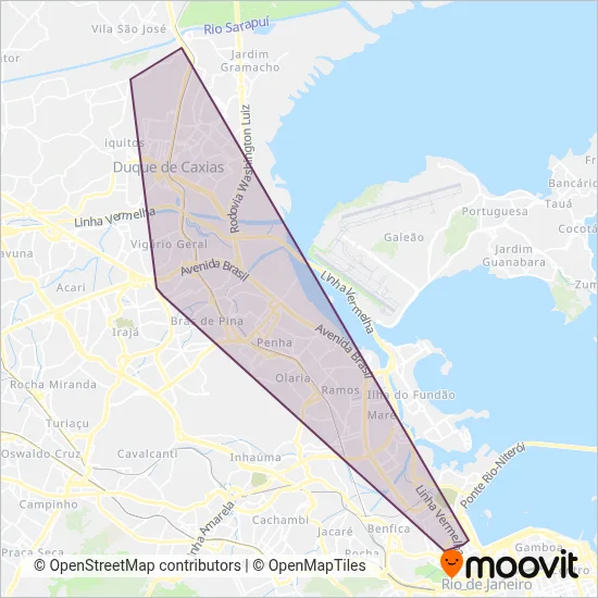 Mapa da área de cobertura da Limousine Carioca