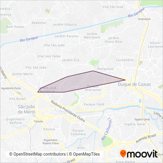 Mapa da área de cobertura da Viação Beira Mar