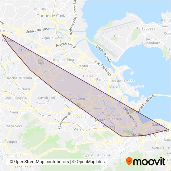Mapa da área de cobertura da MetrôRio