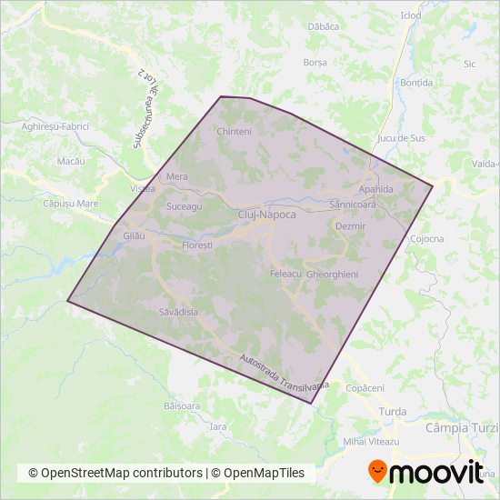 CTP Cluj - Linii Metropolitane coverage area map